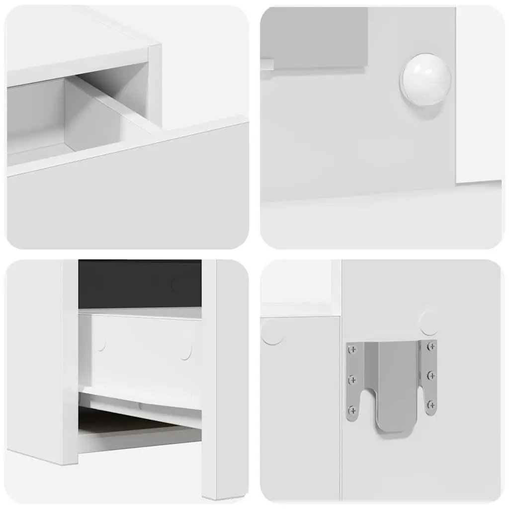 White Dressing Table Bedroom Vanity Unit Engineered Wood Mirror Storage Drawers