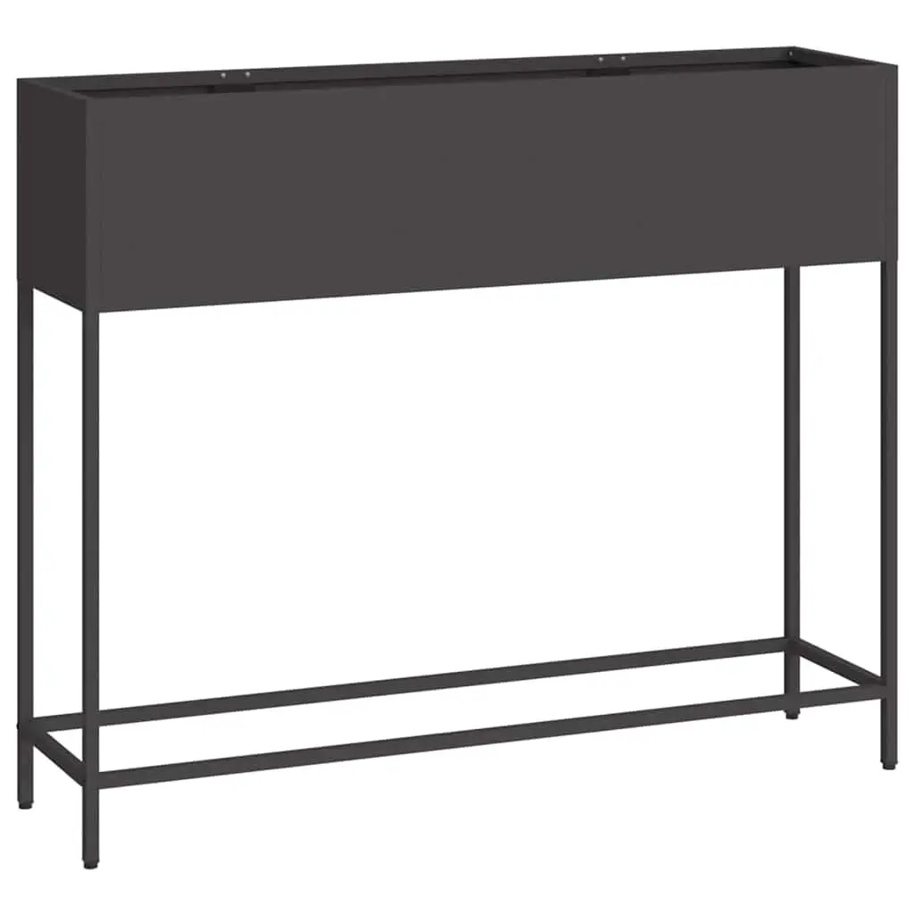 Raised Garden Planter Rectangular Metal Outdoor Black Modern Style 100 x 26 x 82 cm