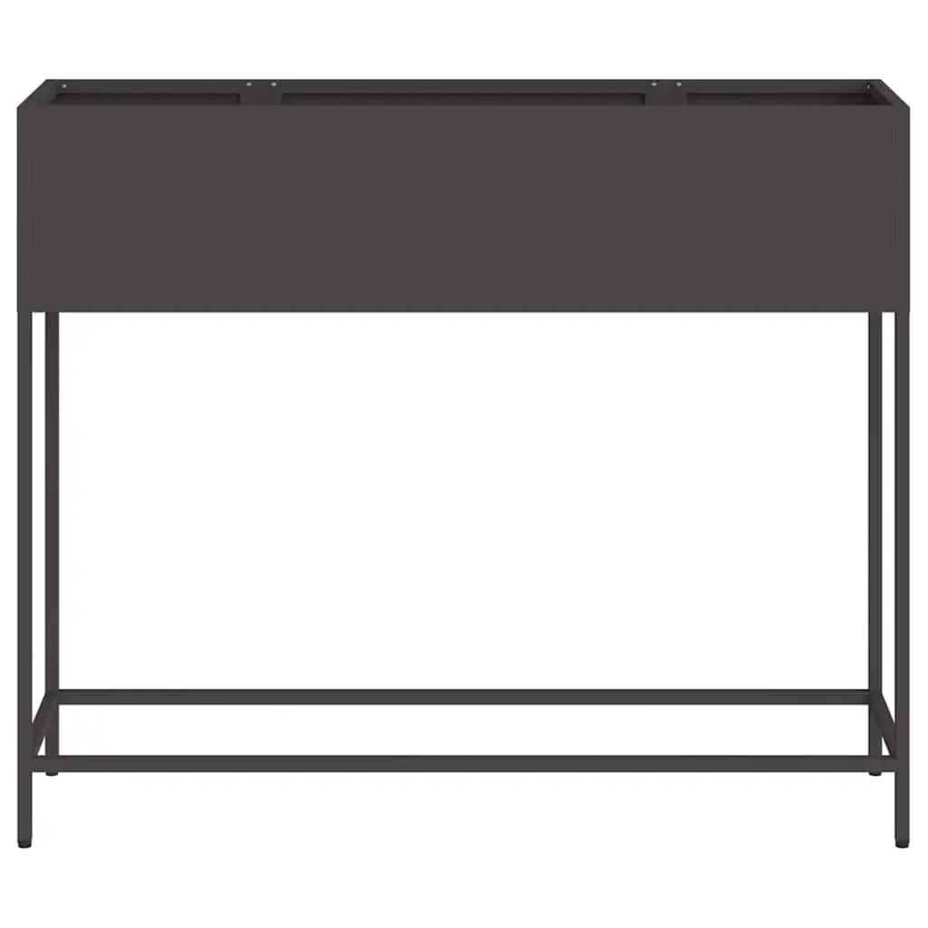 Raised Garden Planter Rectangular Metal Outdoor Black Modern Style 100 x 26 x 82 cm