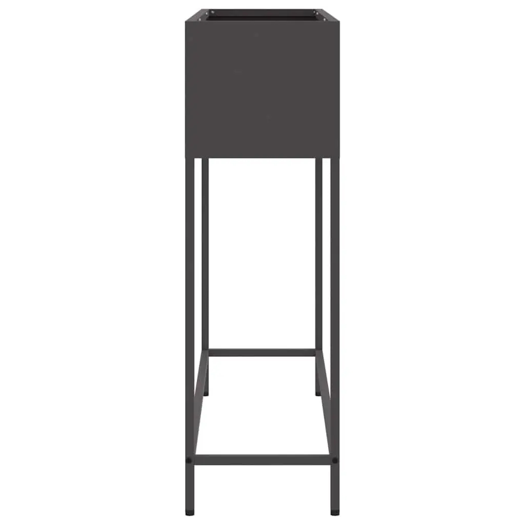 Raised Garden Planter Rectangular Metal Outdoor Black Modern Style 100 x 26 x 82 cm