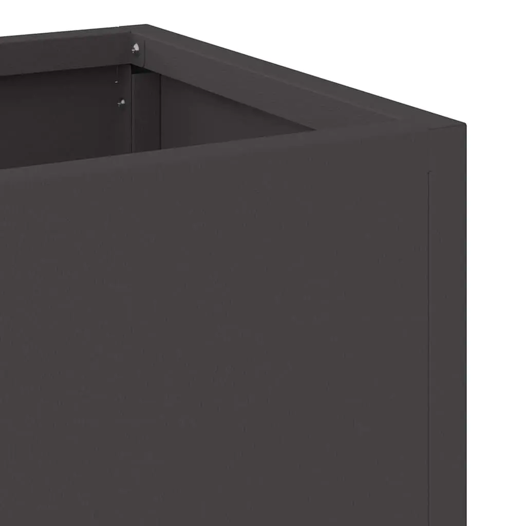 Raised Garden Planter Rectangular Metal Outdoor Black Modern Style 100 x 26 x 82 cm
