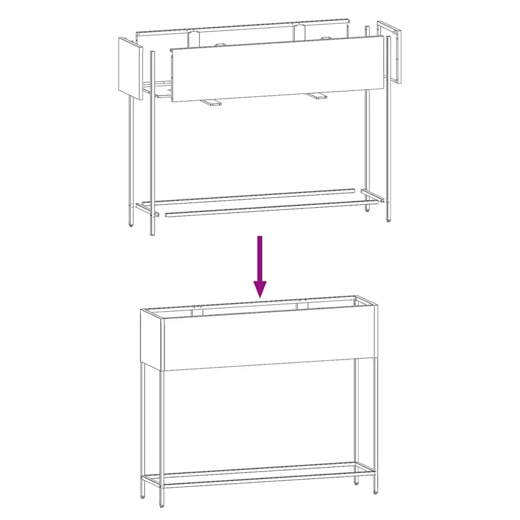 Raised Garden Planter Rectangular Metal Outdoor Black Modern Style 100 x 26 x 82 cm