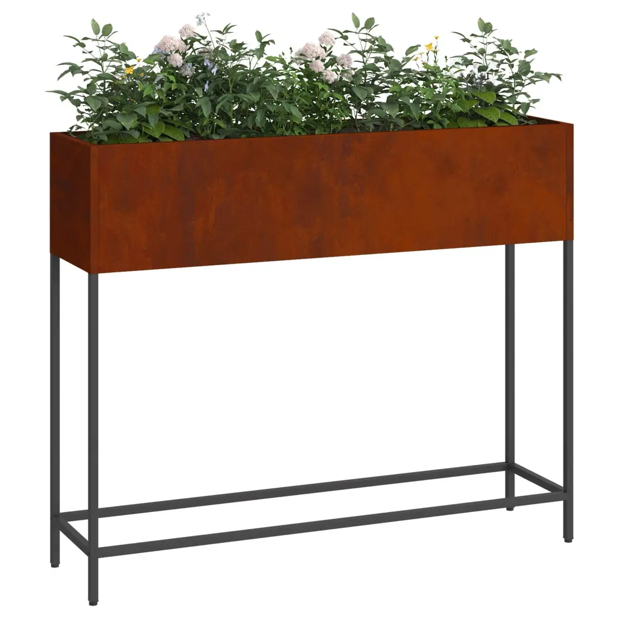 Raised Garden Planter Rectangular Outdoor Metal Weathering Steel 100x26x82cm