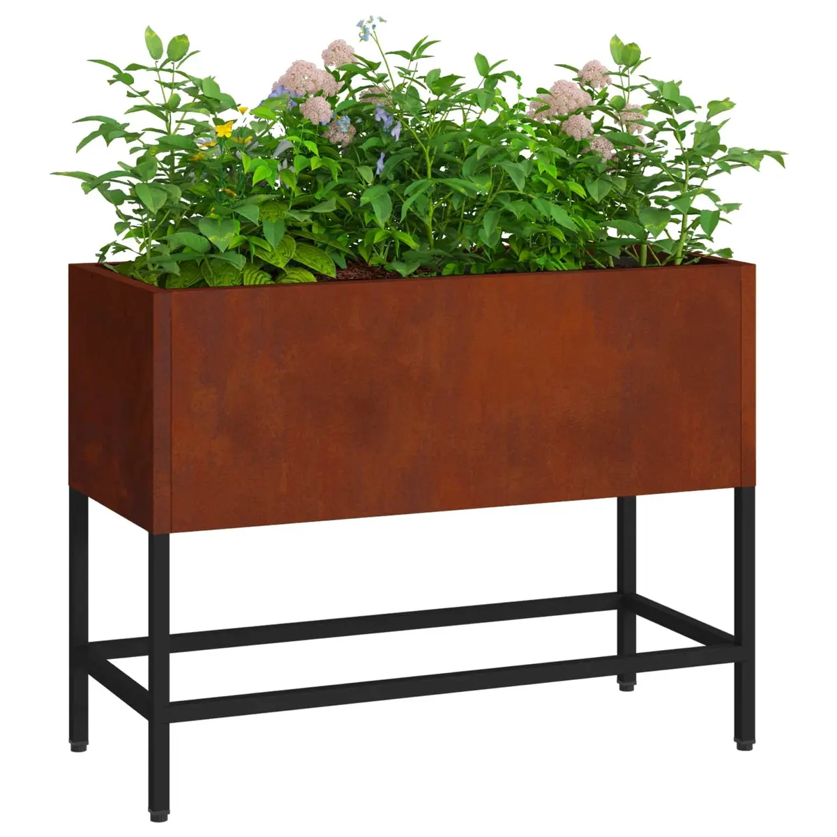 Outdoor Raised Garden Planter Rectangular Weathering Steel Burnt Orange 60x26x45cm