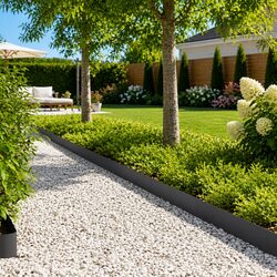 Lawn Edging Border 20 Pieces Garden Edging Black Steel Landscape Barrier