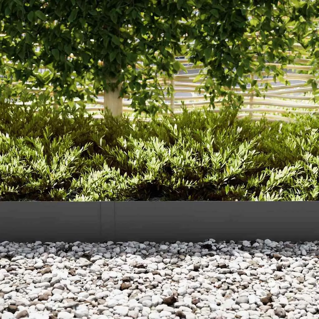 Lawn Edging Border Black Steel 20 Pieces Garden Edging Landscape Barrier