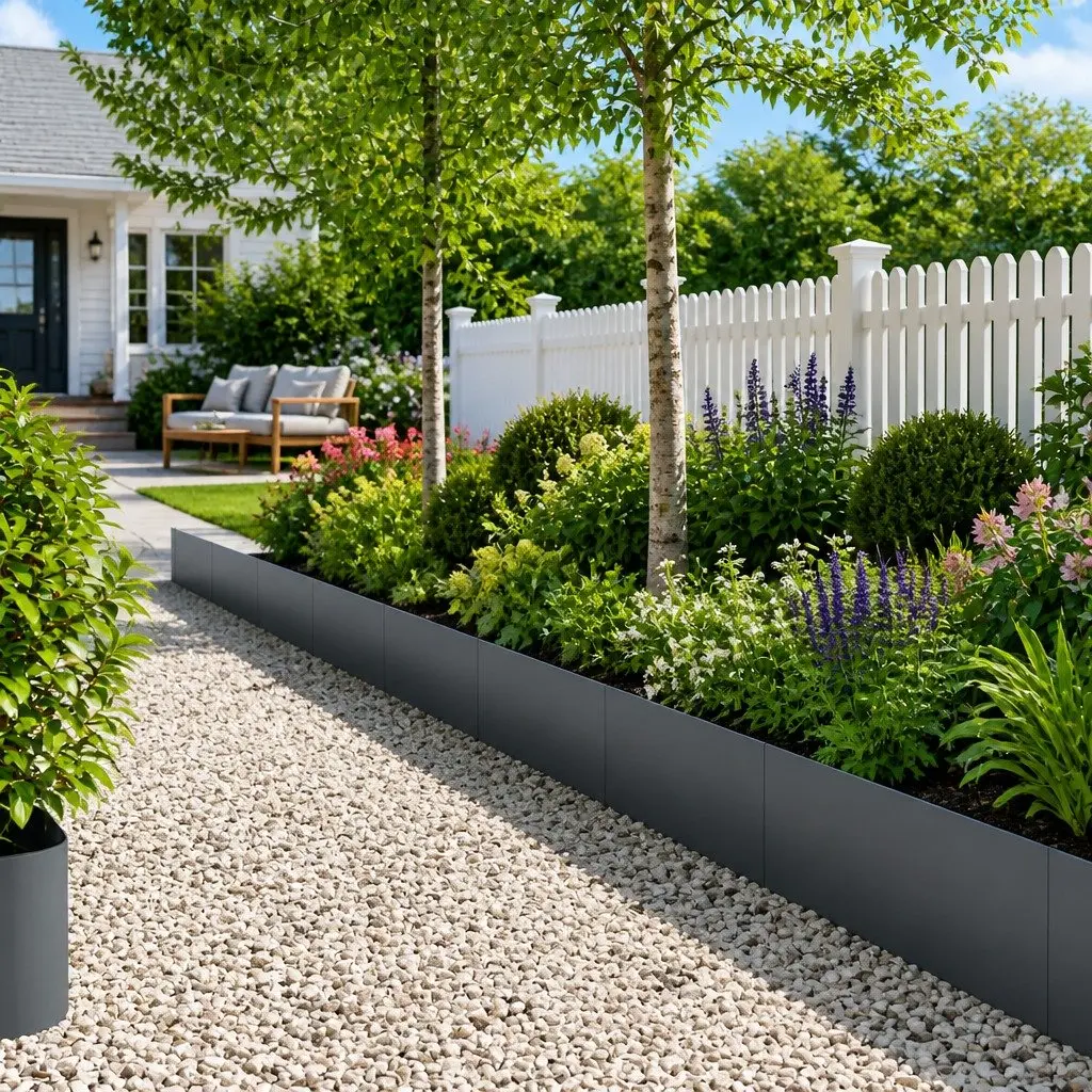 Garden Lawn Edging Cold Rolled Steel Borders Anthracite 20 Piece