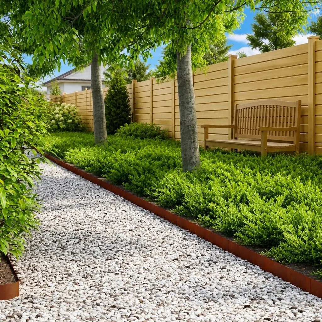 Garden Lawn Edging Weathering Steel Brown Rusty Border 100cm