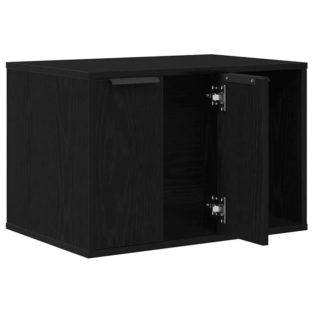 Cat Litter Box Enclosure Furniture Hidden Design Black Oak 60x40x40cm Cabinet