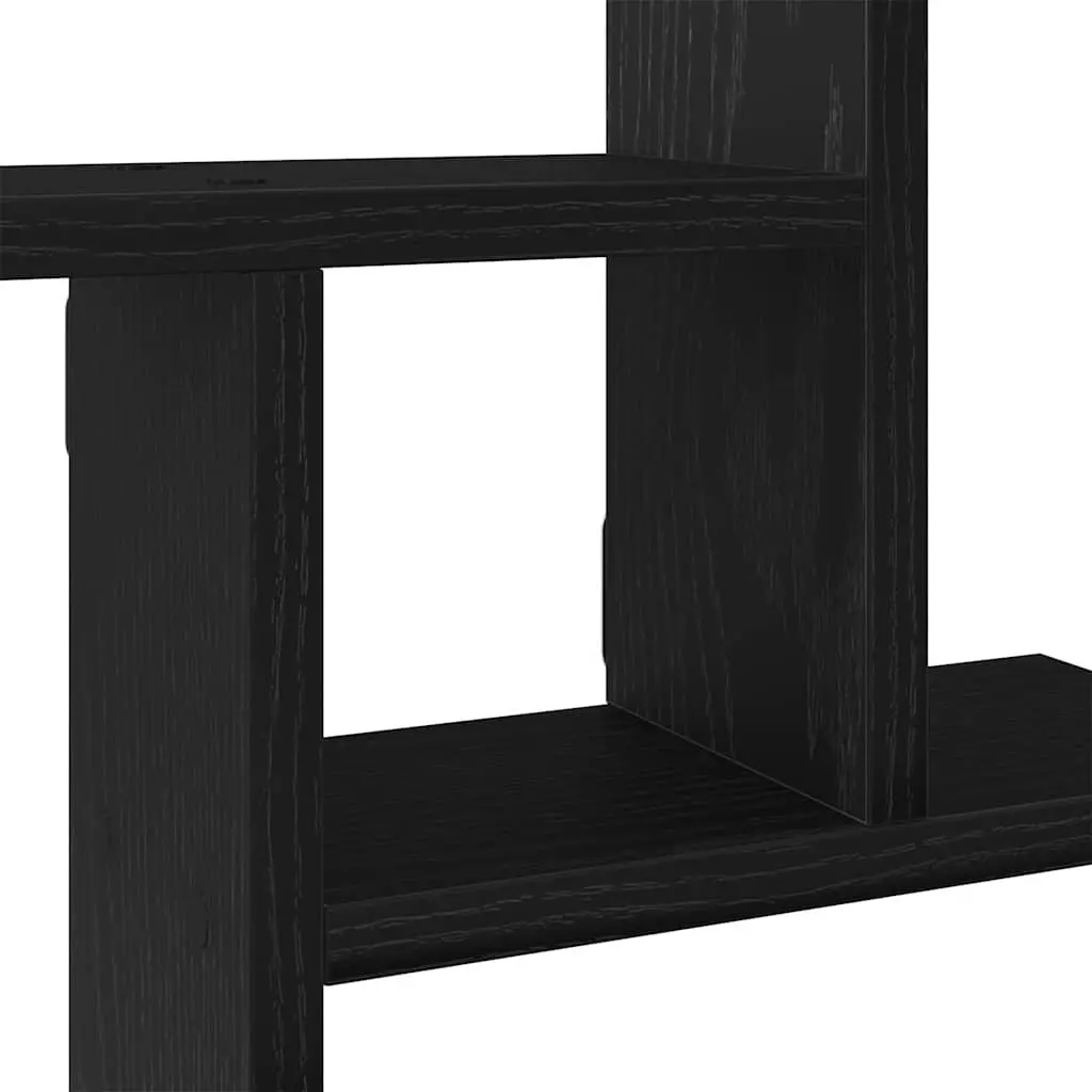 Black Floating Wall Shelves 2 Piece Engineered Wood Storage Display 38x12x38cm