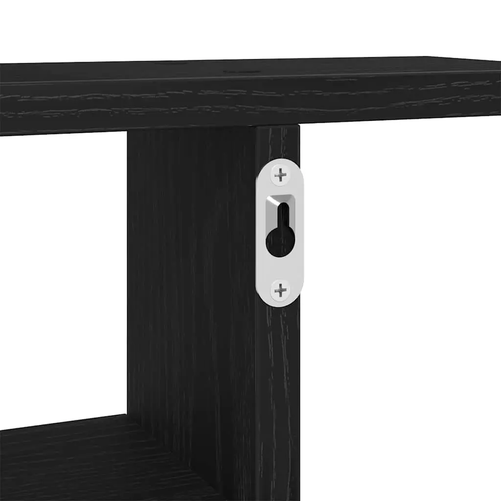 Black Floating Wall Shelves 2 Piece Engineered Wood Storage Display 38x12x38cm
