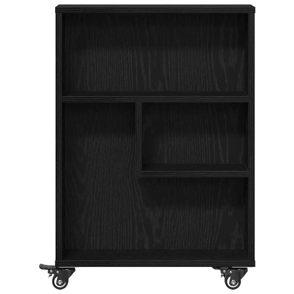 Narrow Storage Trolley Black Oak Engineered Wood Shelving Unit Organizer