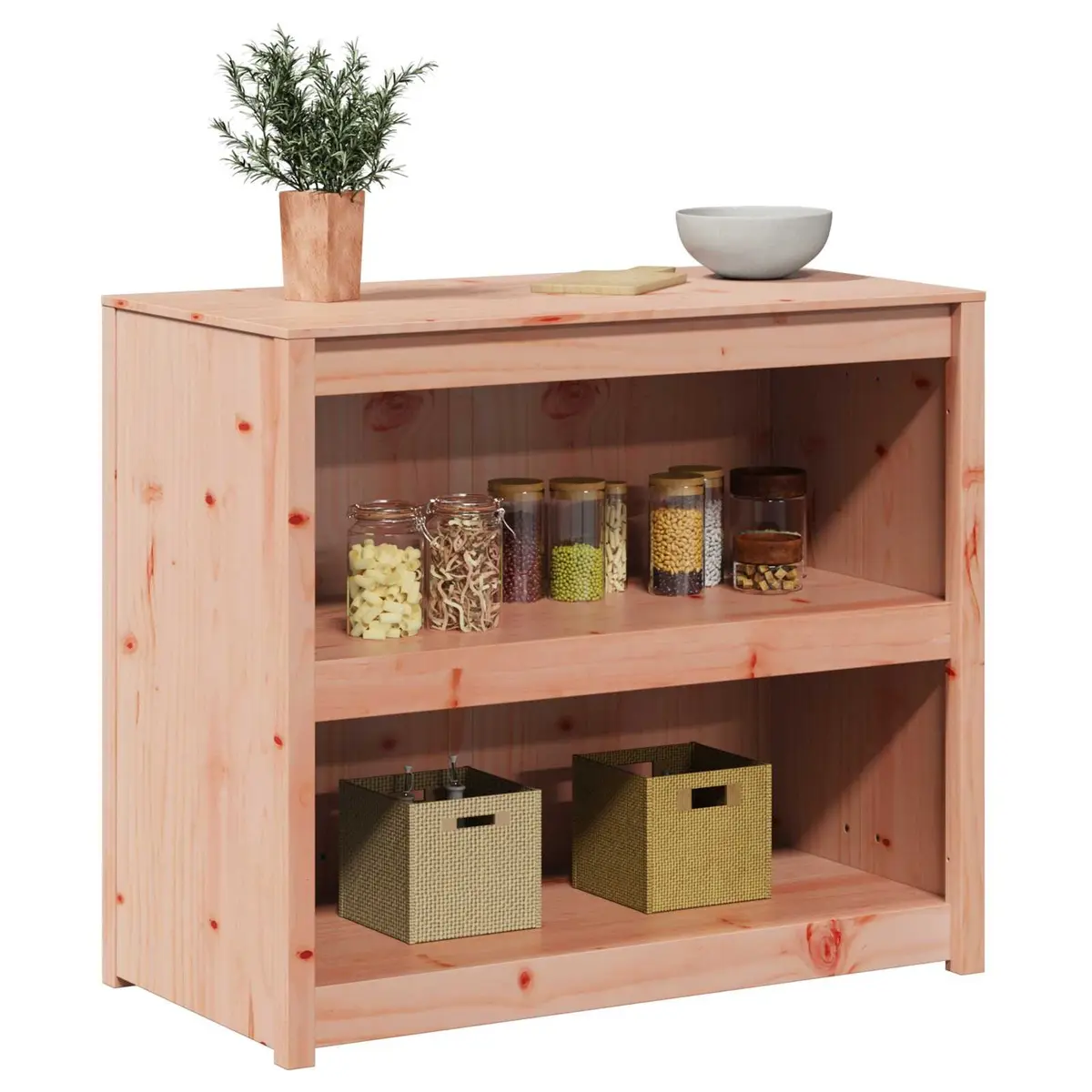 Kitchen Cabinet with Shelves Modern Brown Oak Storage Furniture 106x55x92cm