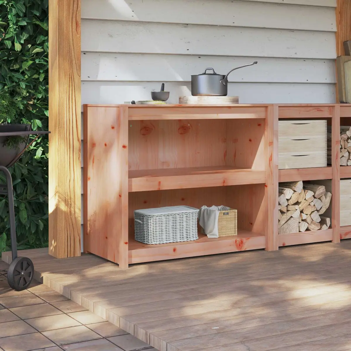 Kitchen Cabinet with Shelves Modern Brown Oak Storage Furniture 106x55x92cm