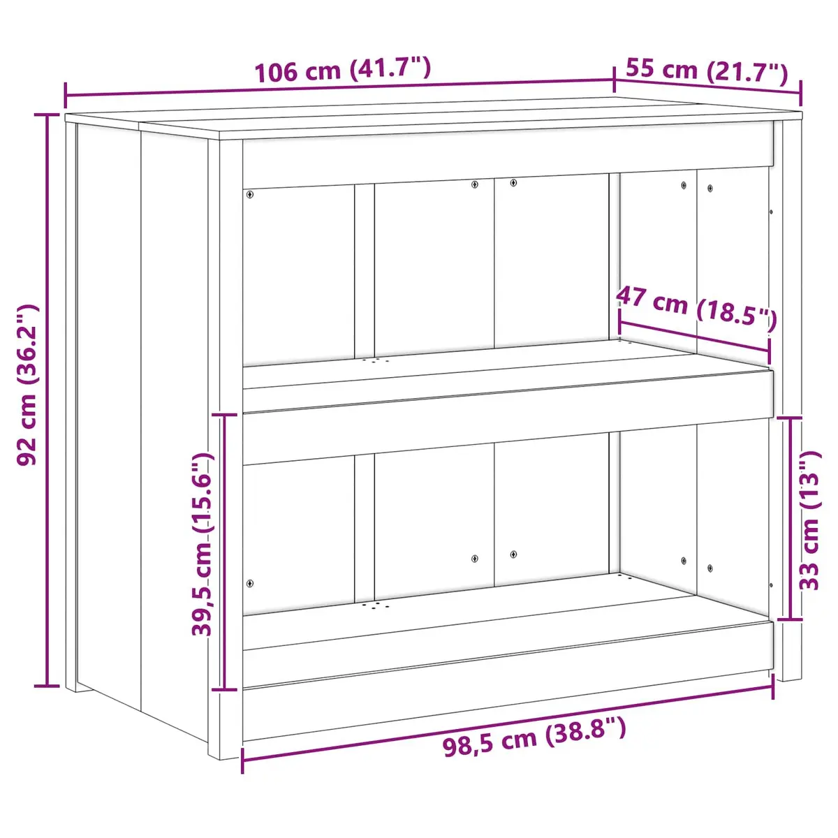 Kitchen Cabinet with Shelves Modern Brown Oak Storage Furniture 106x55x92cm