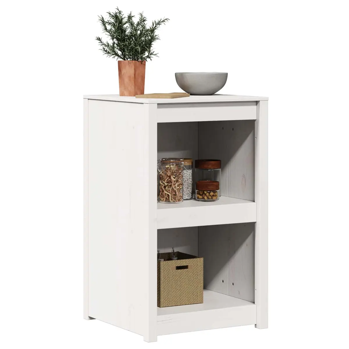 Kitchen Cabinet White 55x55x92cm Storage Cupboard Solid Pine Wood Minimalist