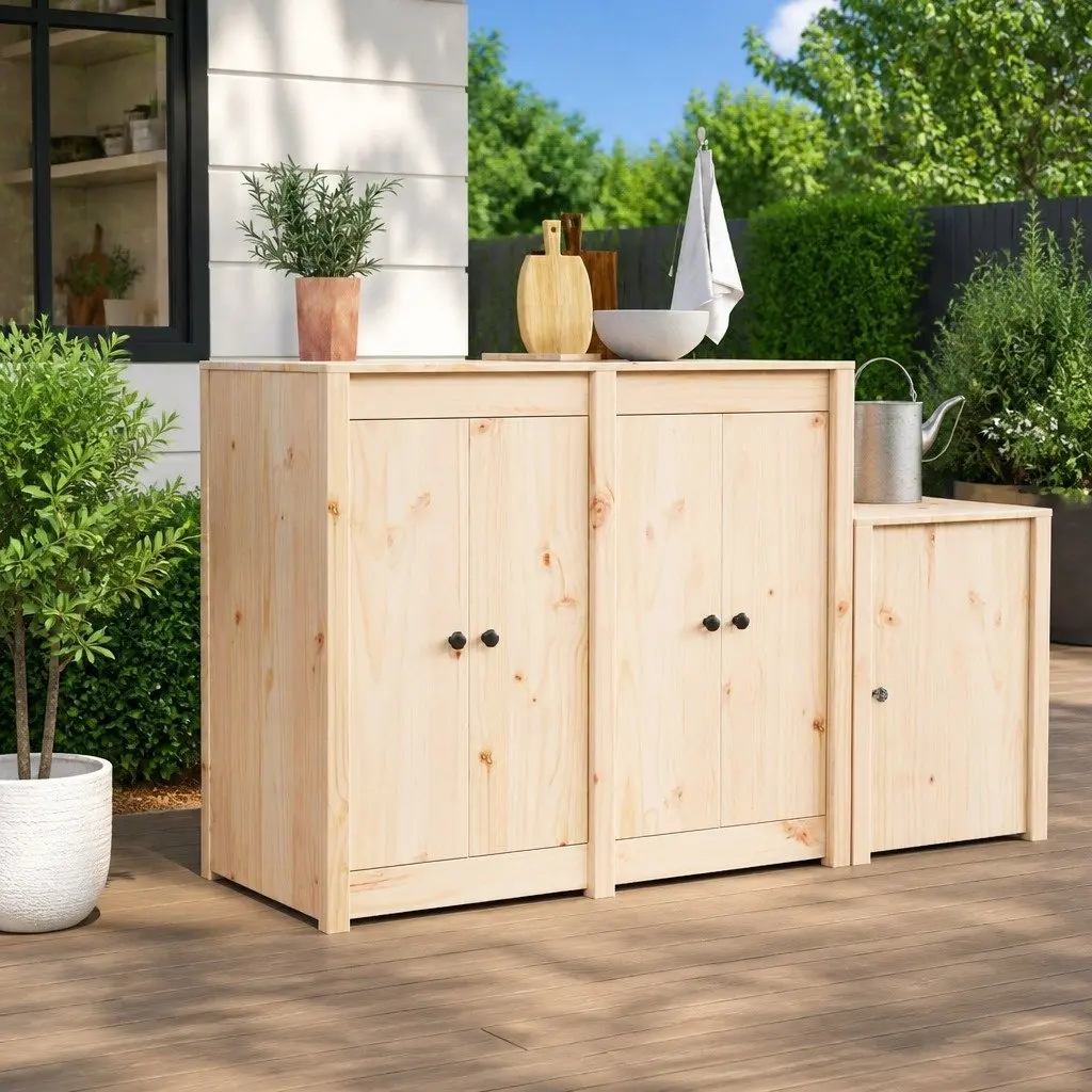 Kitchen Cabinet Doors Rectangular Cream Solid Pine 50 x 9 x 82 cm Modern Flush Surface with Black Handles for Indoor Spaces