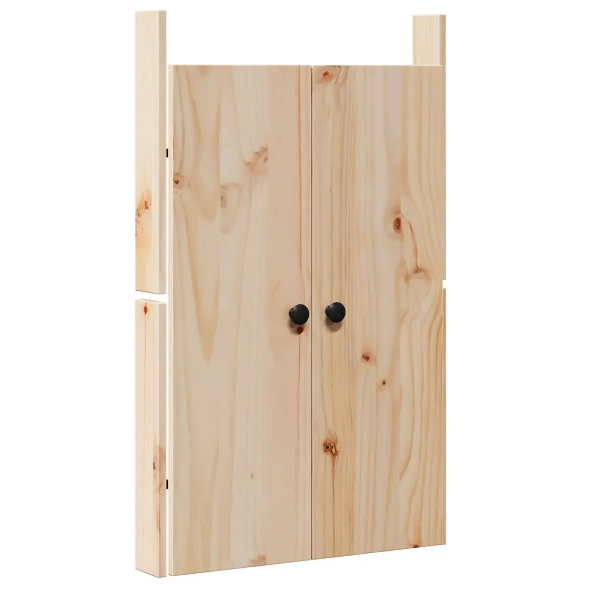 Kitchen Cabinet Doors Rectangular Cream Solid Pine 50 x 9 x 82 cm Modern Flush Surface with Black Handles for Indoor Spaces