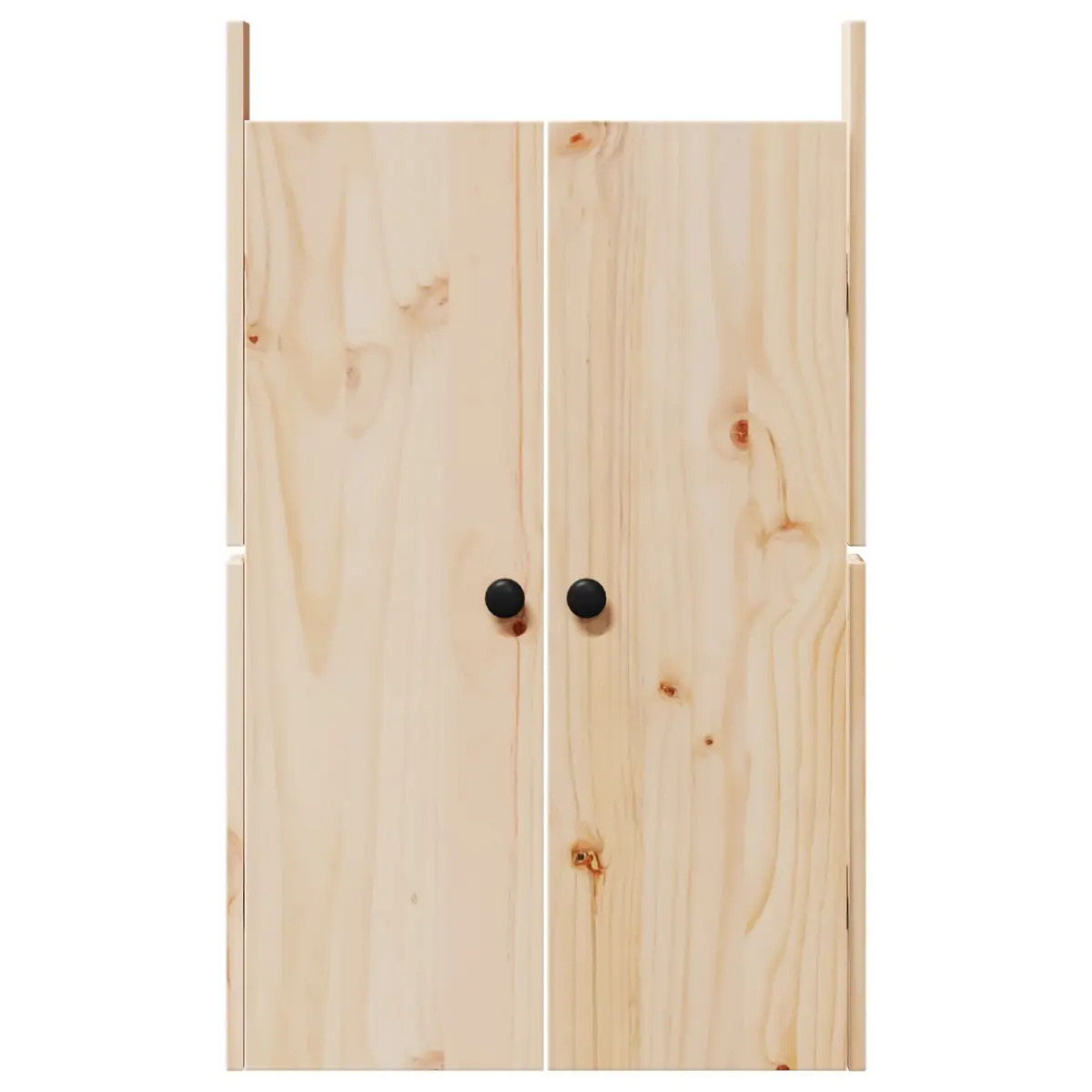 Kitchen Cabinet Doors Rectangular Cream Solid Pine 50 x 9 x 82 cm Modern Flush Surface with Black Handles for Indoor Spaces