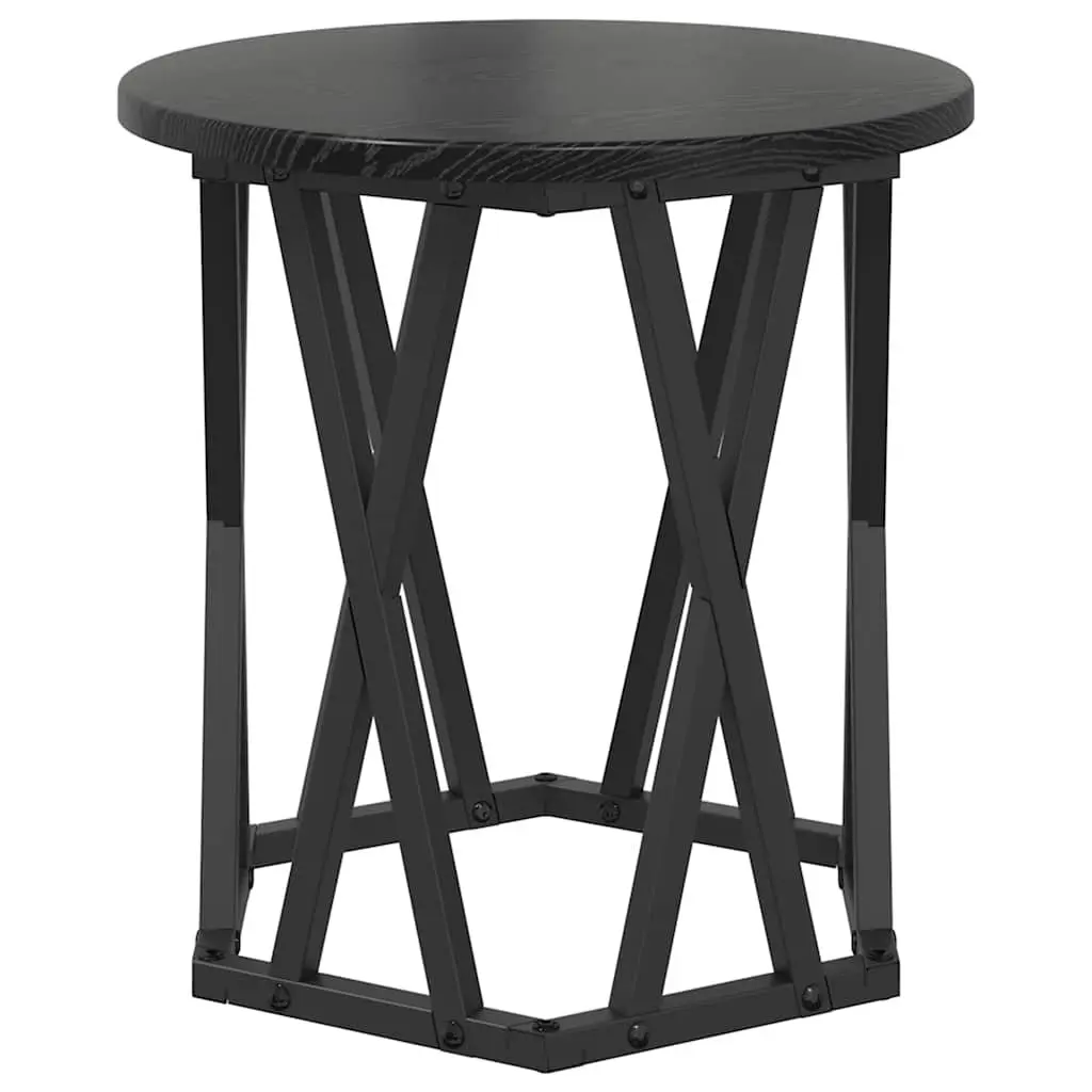 Round Side Table Black Modern Minimalist 2 Piece Set