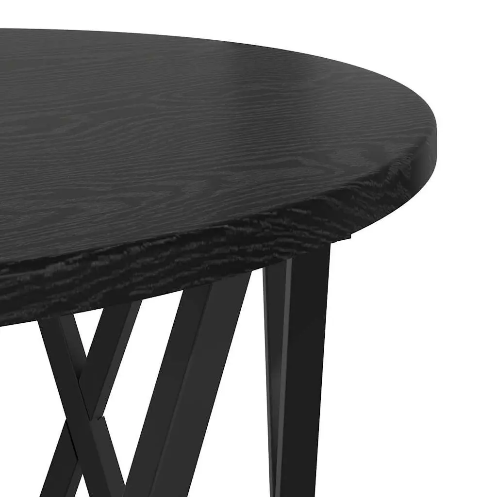 Round Side Table Black Modern Minimalist 2 Piece Set