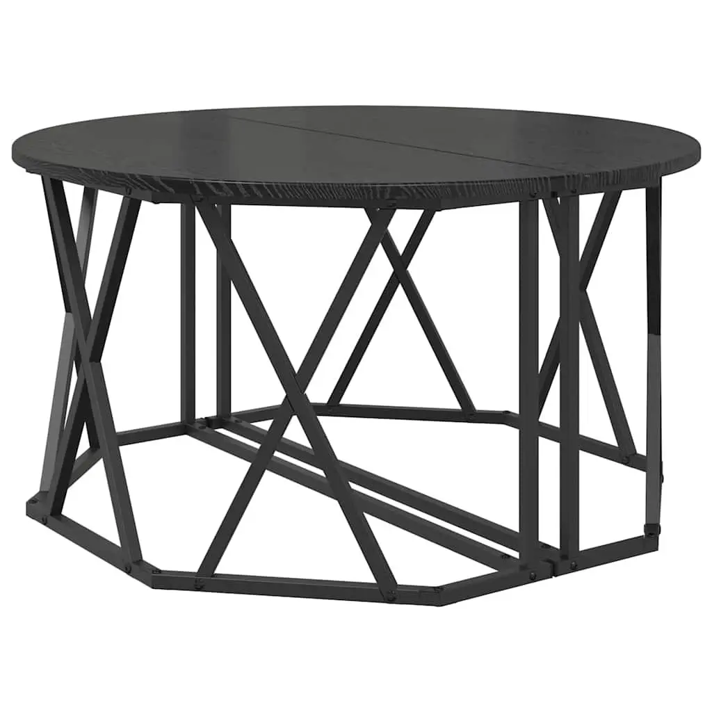 Round Coffee Table Black 80x80x42cm Living Room Accent Furniture Modern Design