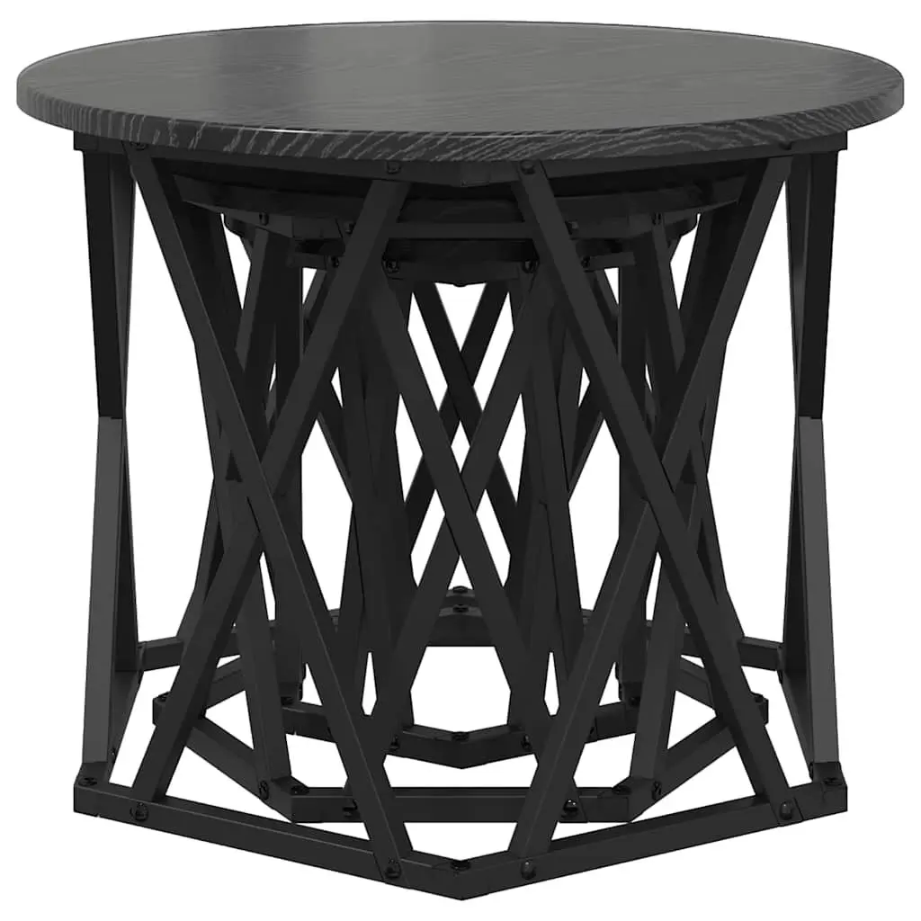 Nesting Side Table Set 3 Pieces Black Modern Coffee Tables Living Room Furniture