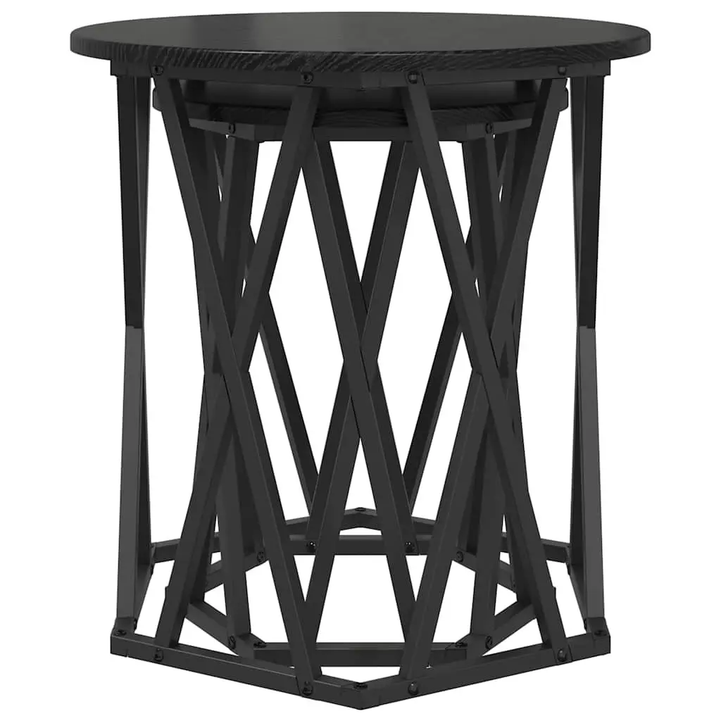 Round Coffee Table Modern Living Room Accent Lounge Furniture Black