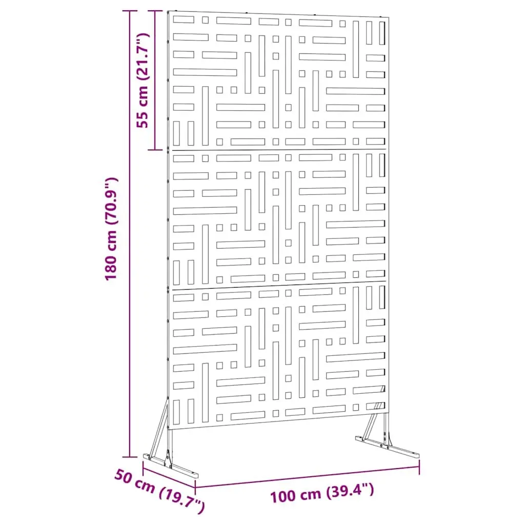 Garden Privacy Screen 100x50x180cm Steel Cut-Out Design Outdoor Fence Panel