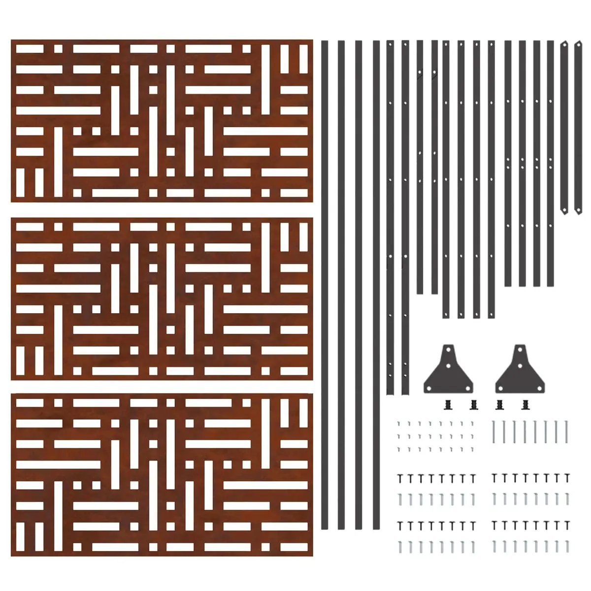 Garden Privacy Screen 100x50x180cm Steel Cut-Out Design Outdoor Fence Panel