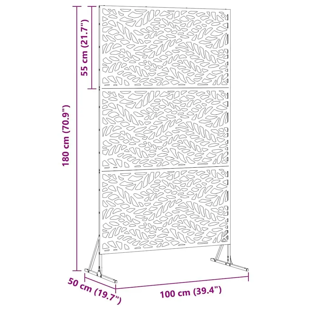 Garden Privacy Screen 100x50x180cm Steel Weathered Rusty Cut-Out Design Outdoor