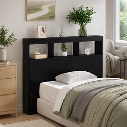 Your Perfect Black Oak Headboard with LED Light Awaits!