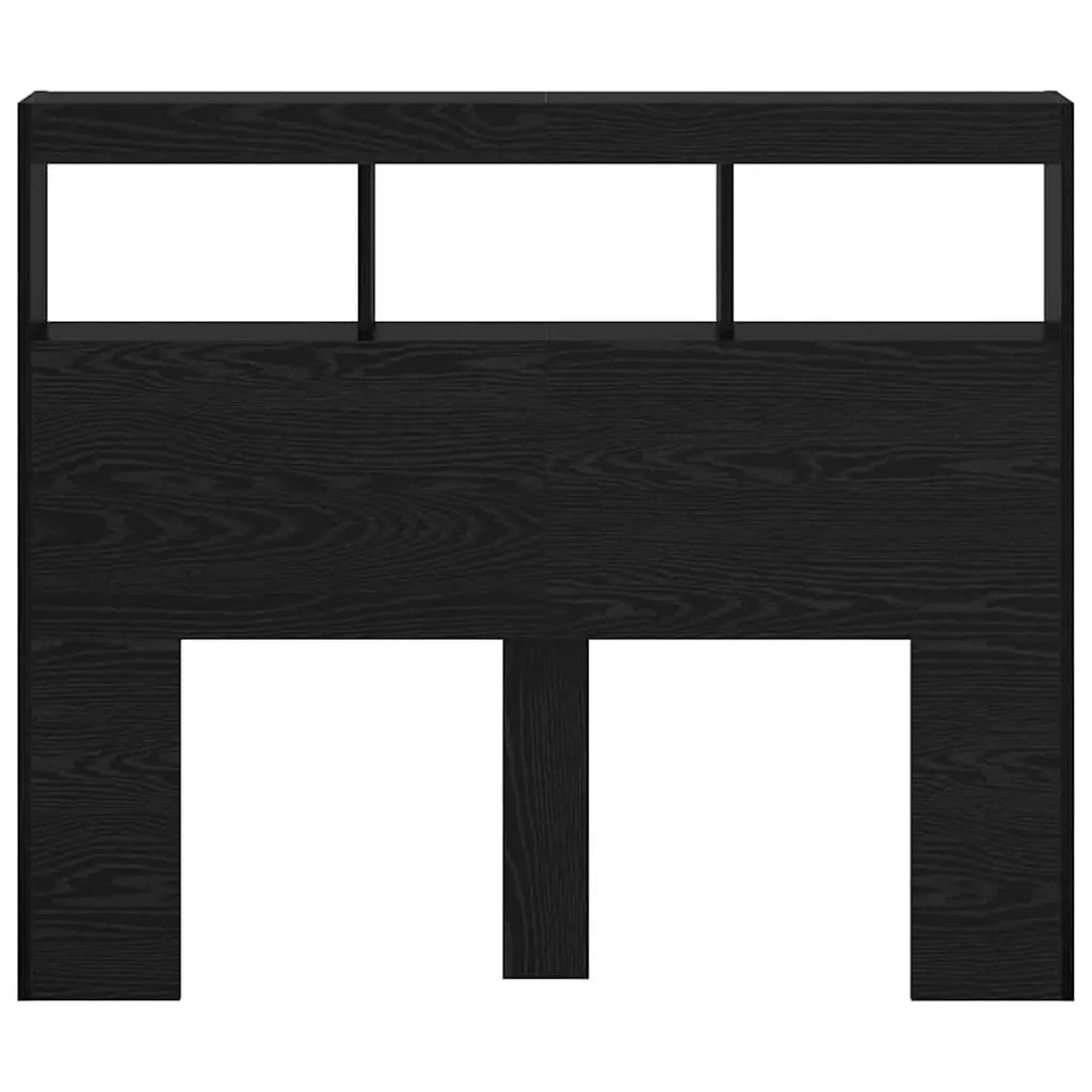 Headboard Black Oak Engineered Wood USB LED Light Contemporary 120cm Bedroom