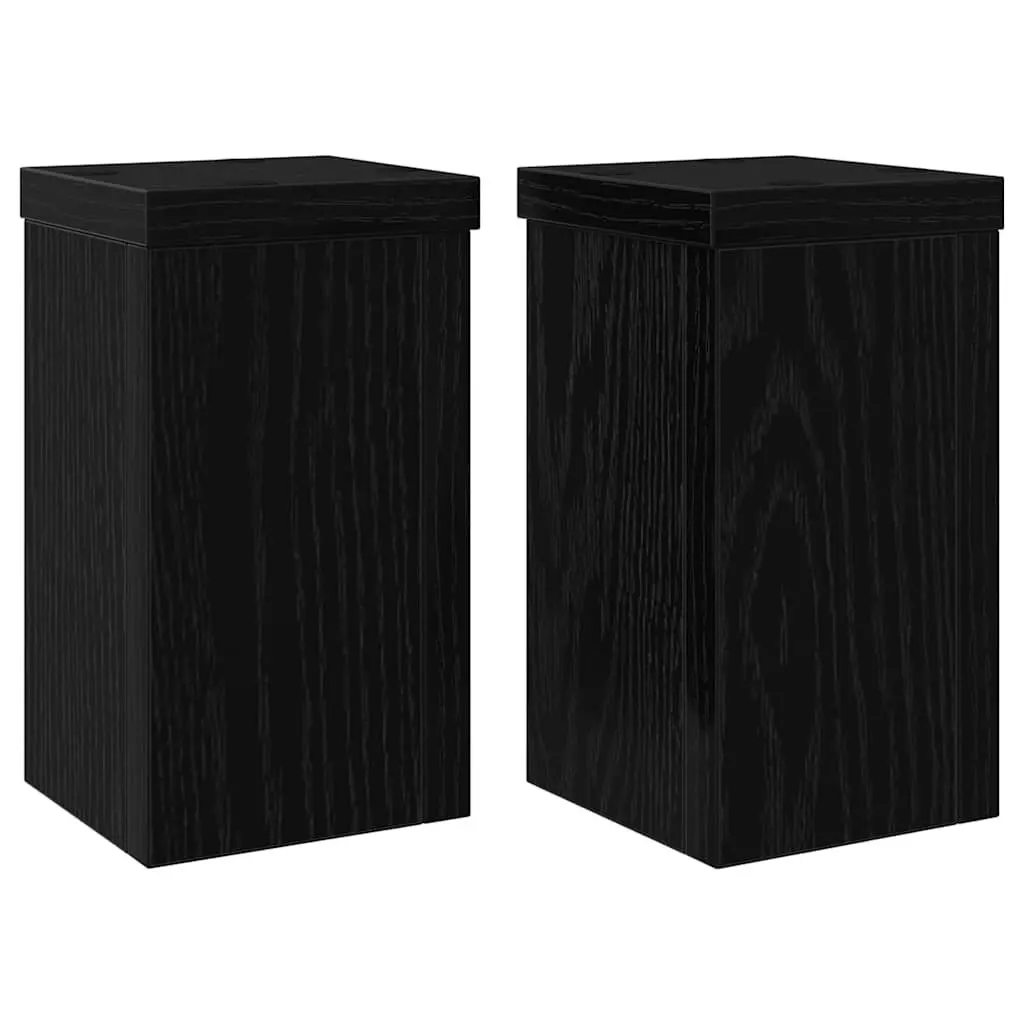 Plant Stand Black Modern Engineered Wood Indoor Outdoor Garden Display 2 Piece