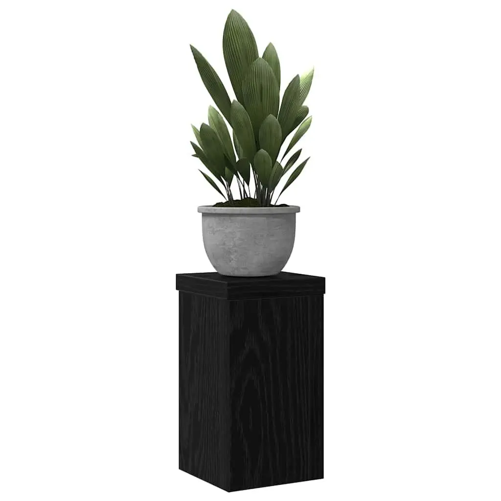 Plant Stand Black Modern Engineered Wood Indoor Outdoor Garden Display 2 Piece