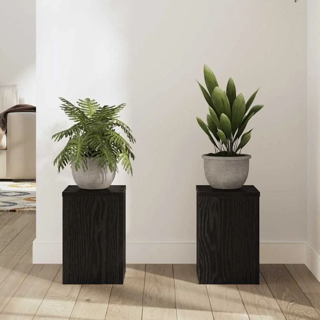 Plant Stand Black Engineered Wood Indoor Outdoor 20x20x30cm 2 Piece