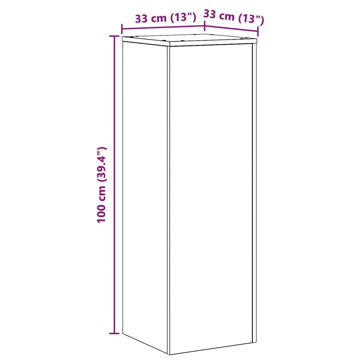 Plant Stand Black Oak Rectangular 33x33x100cm Modern Display Indoor Outdoor Garden Balcony