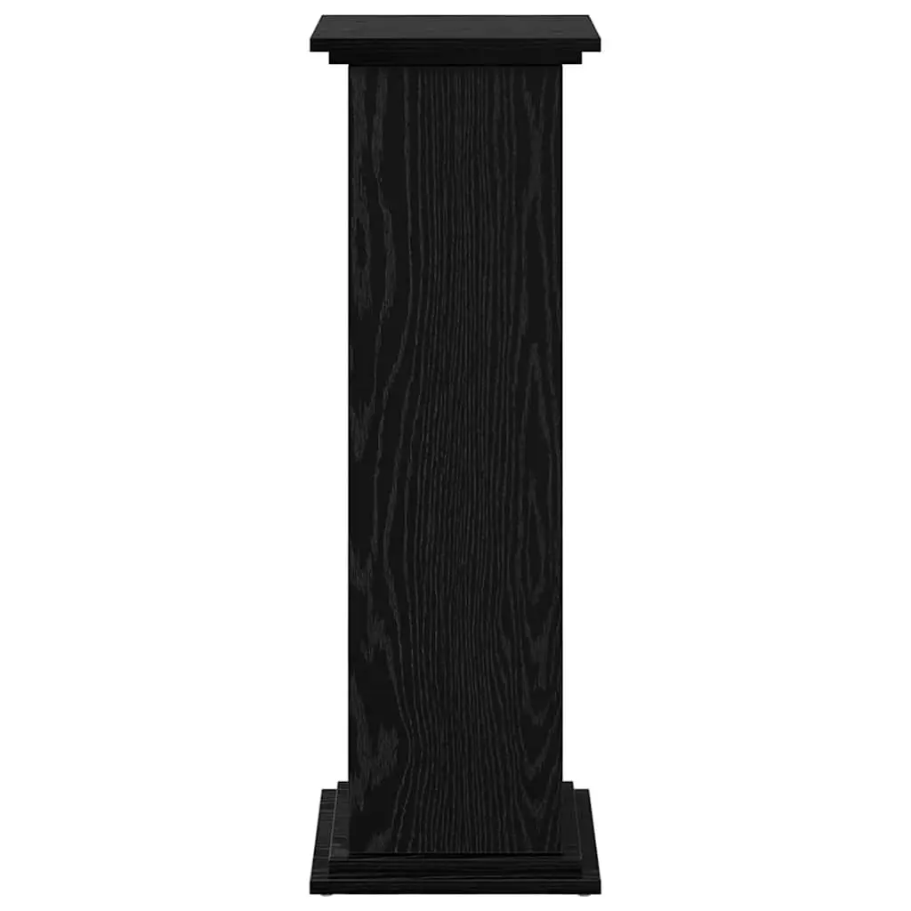 Plant Display Stand with Storage Door Black Oak Indoor Outdoor 31 x 30 x 90 cm