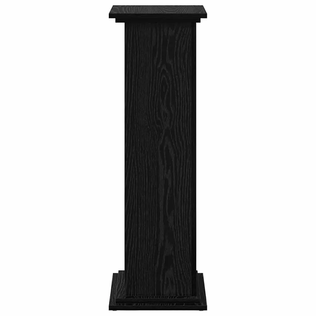 Plant Display Stand with Storage Door Black Oak Indoor Outdoor 31 x 30 x 90 cm