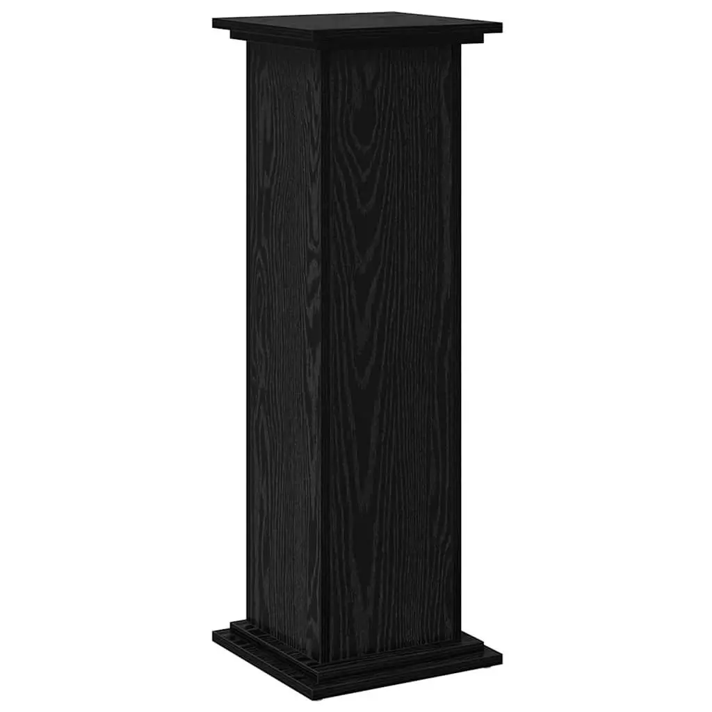 Plant Display Stand with Storage Door Black Oak Indoor Outdoor 31 x 30 x 90 cm
