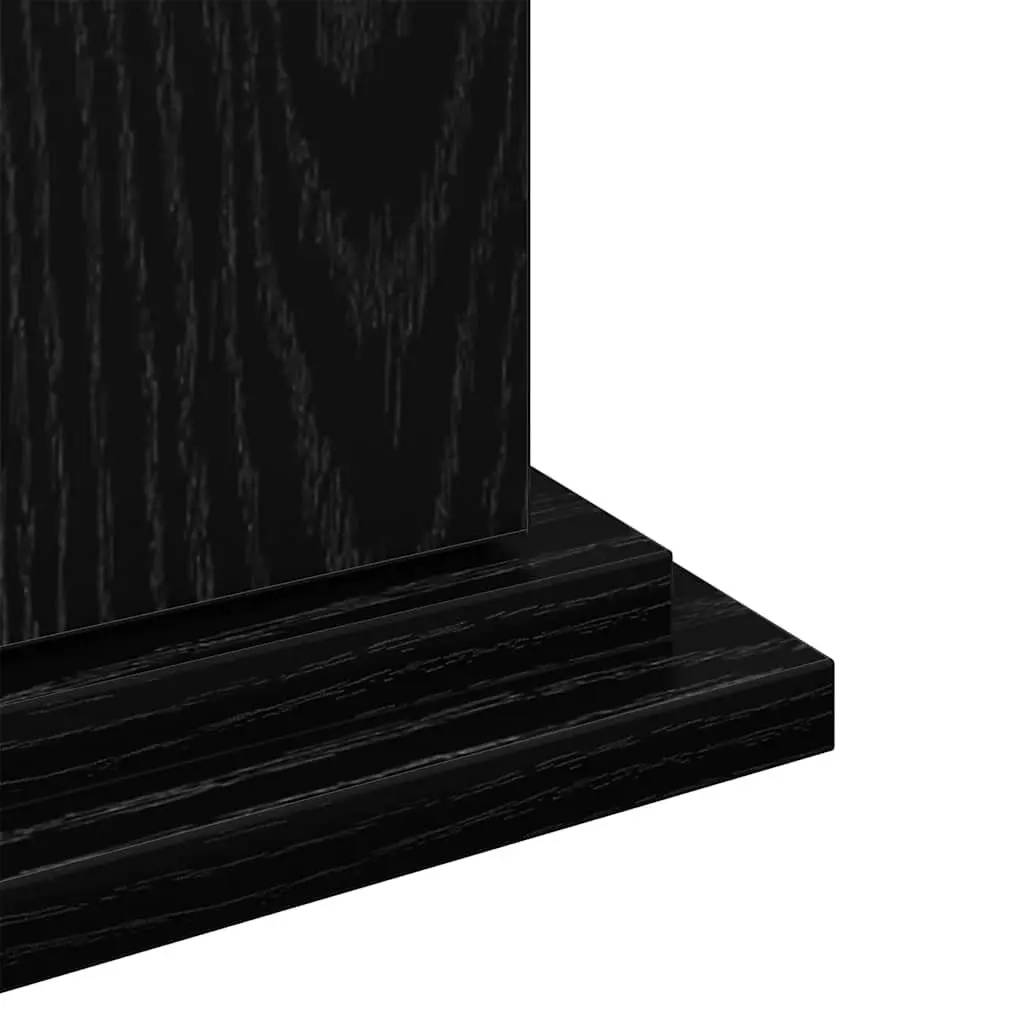 Plant Display Stand with Storage Door Black Oak Indoor Outdoor 31 x 30 x 90 cm