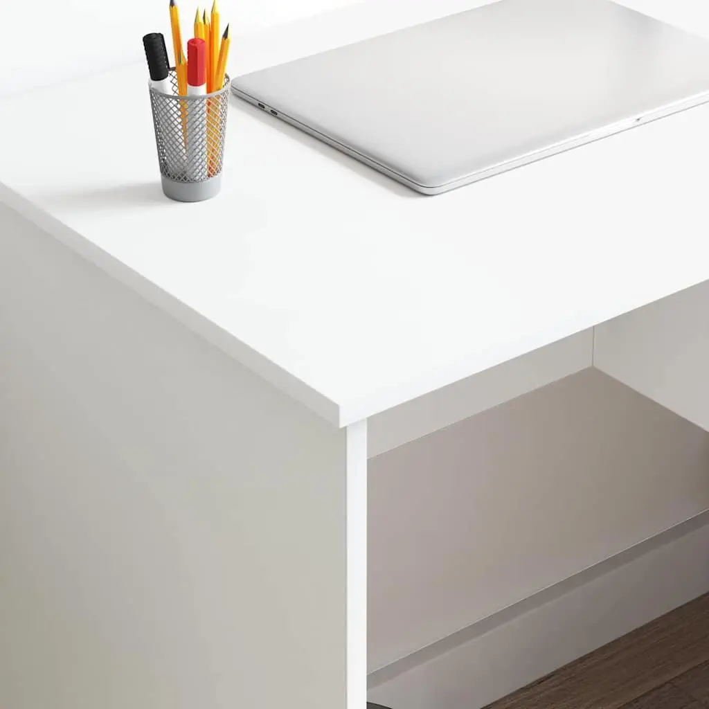 Writing Desk White Engineered Wood Spacious Surface with Drawer 90 x 49 x 75 cm