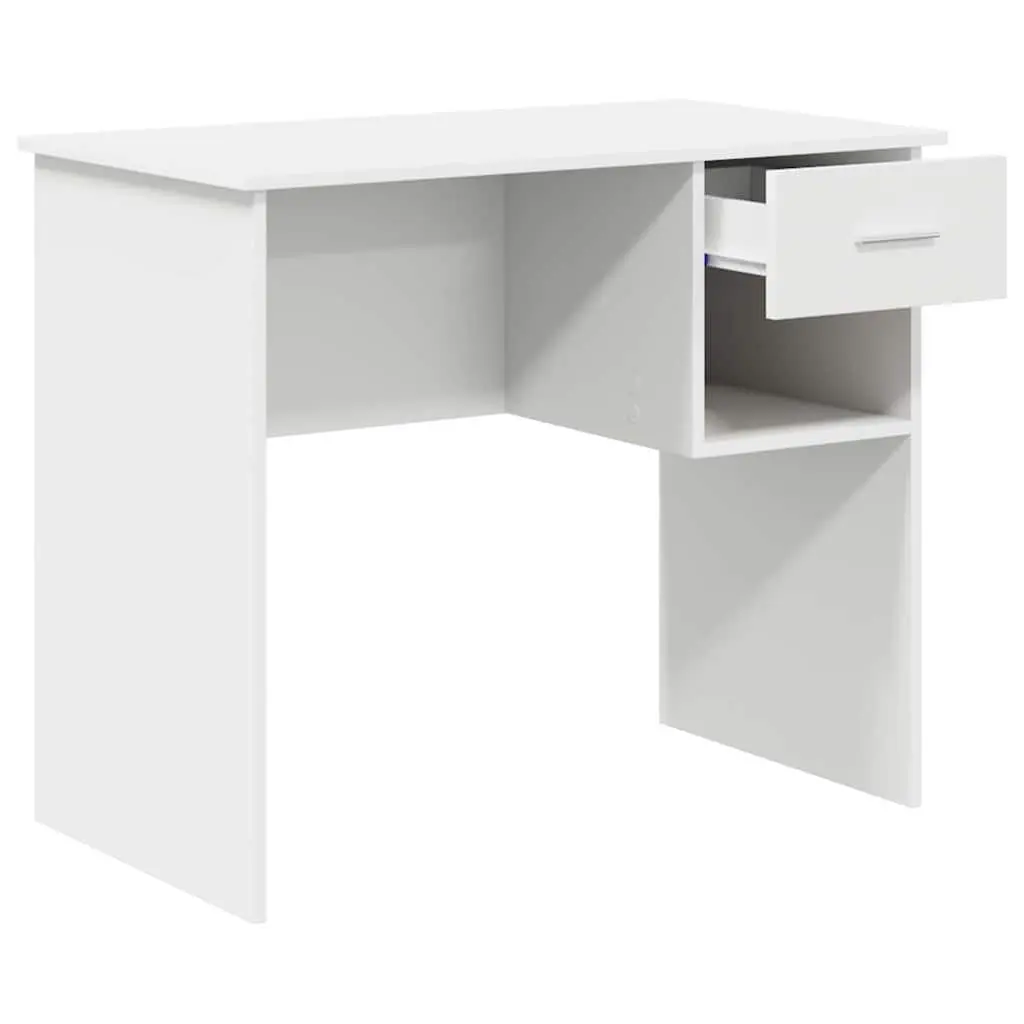 Writing Desk White Engineered Wood Spacious Surface with Drawer 90 x 49 x 75 cm