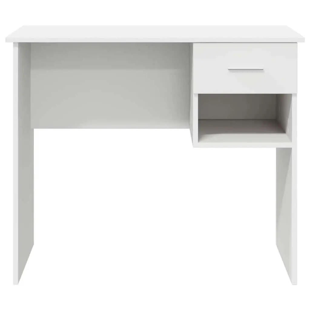 Writing Desk White Engineered Wood Spacious Surface with Drawer 90 x 49 x 75 cm