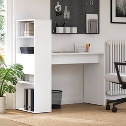 Friendly White Study Desk with Shelves 113x54x120cm