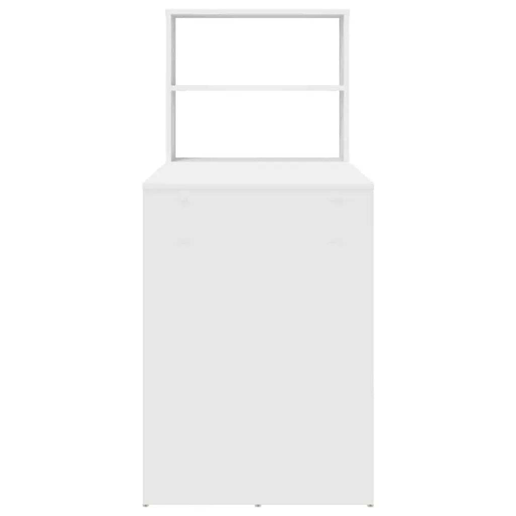 Study Desk with Shelves White 113x54x120cm Modern Office Workspace Storage