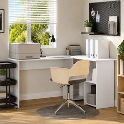 Friendly White Corner Desk with Ample Storage Space