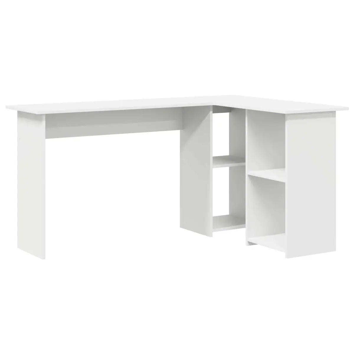 White Corner Desk with Shelves Home Office Study Computer Workspace 142x102x73cm