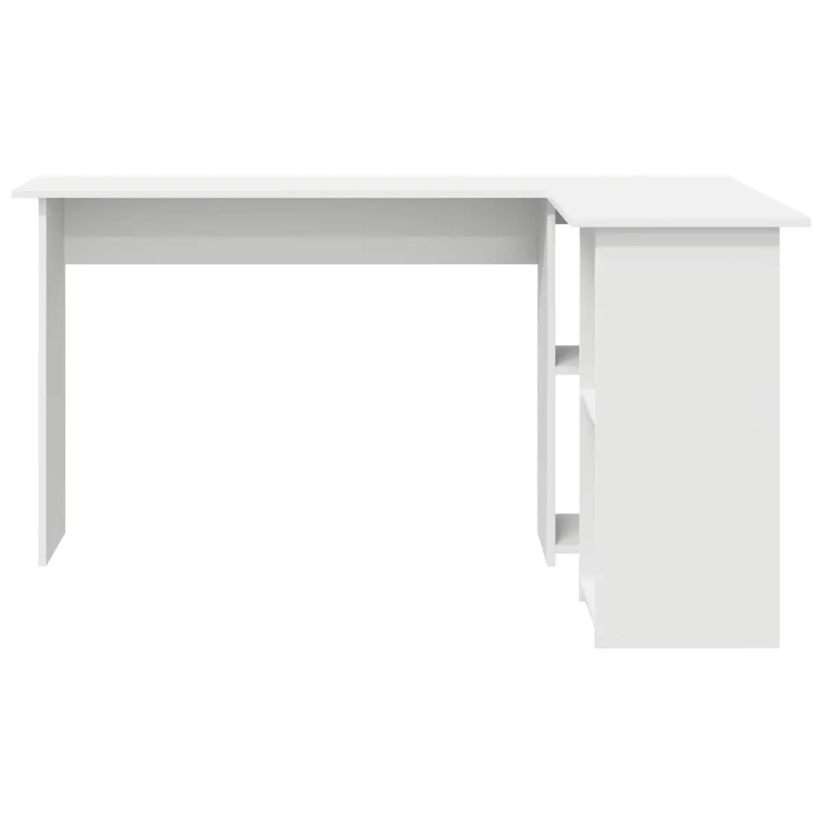 White Corner Desk with Shelves Home Office Study Computer Workspace 142x102x73cm