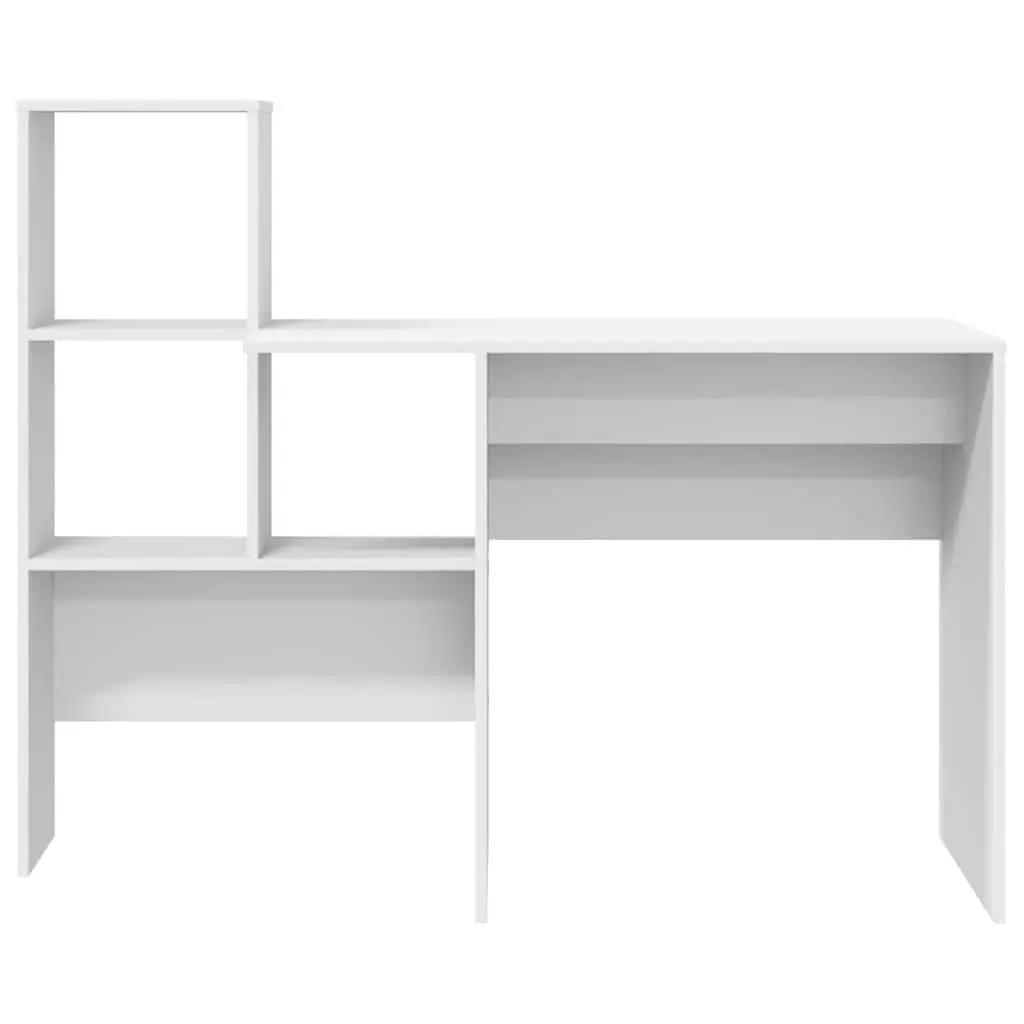 Engineered Wood Desk with Storage Shelves White 131.5x50x106.5cm